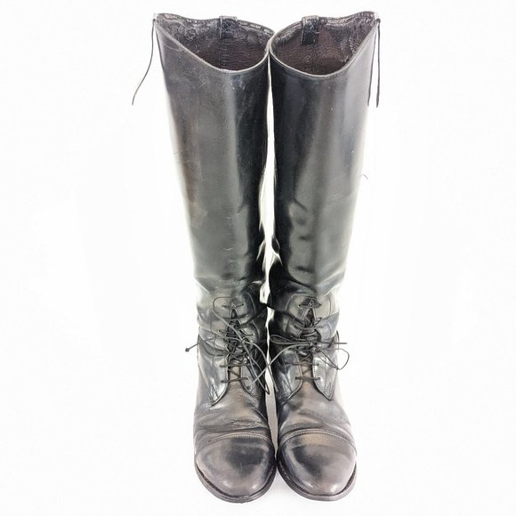 ๐ Vintage Leather Laced Wide Calf Riding Boots - Men's Size 9.5 Extra Wide ๐ - Picture 10 of 10